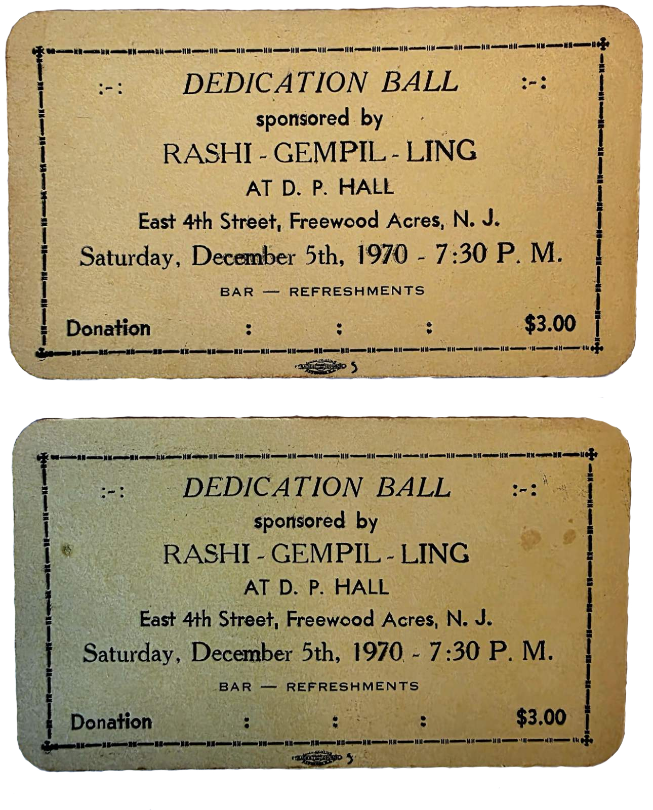 Ticket from the Dedication Ball
